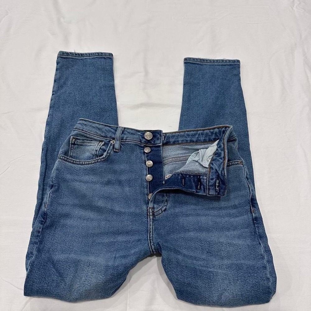 Forever 21 Womens High Rise Button Fly Skinny Jeans Medium Wash Size 27